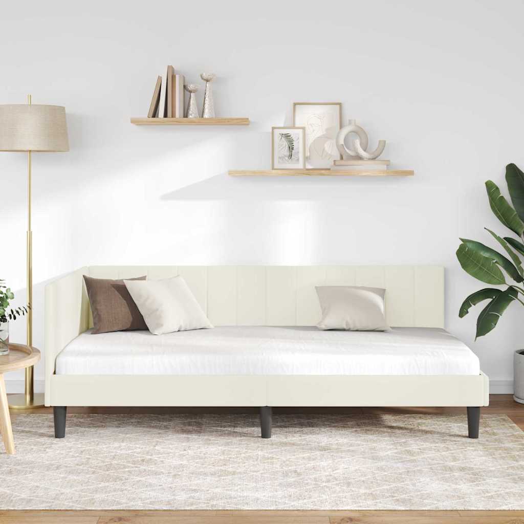 vidaXL Κρεβάτι Γωνίας Κρεμ 100 x 200 cm Βελούδο
