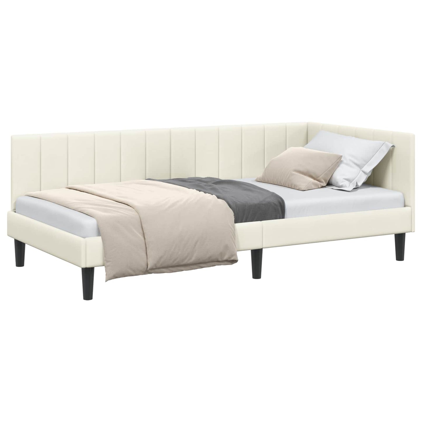 vidaXL Κρεβάτι Γωνίας Κρεμ 100 x 200 cm Βελούδο