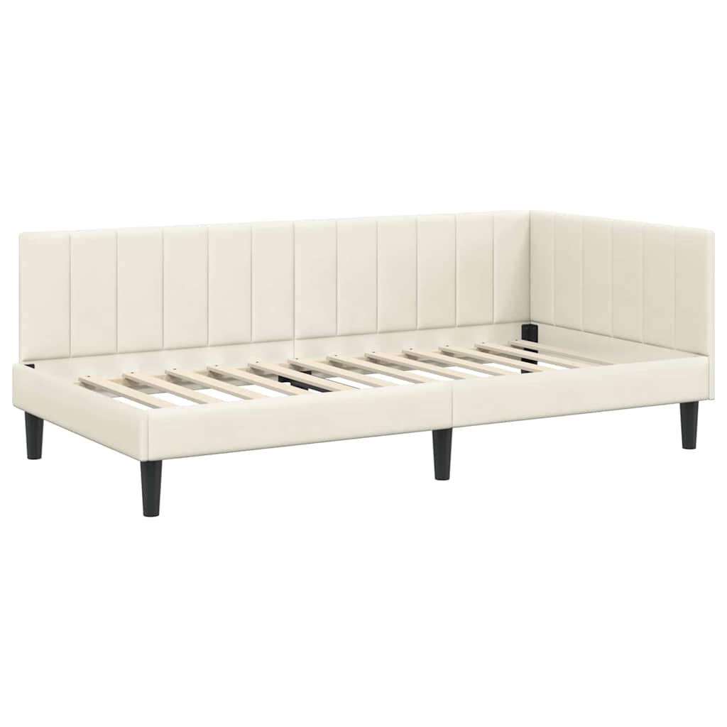 vidaXL Κρεβάτι Γωνίας Κρεμ 100 x 200 cm Βελούδο