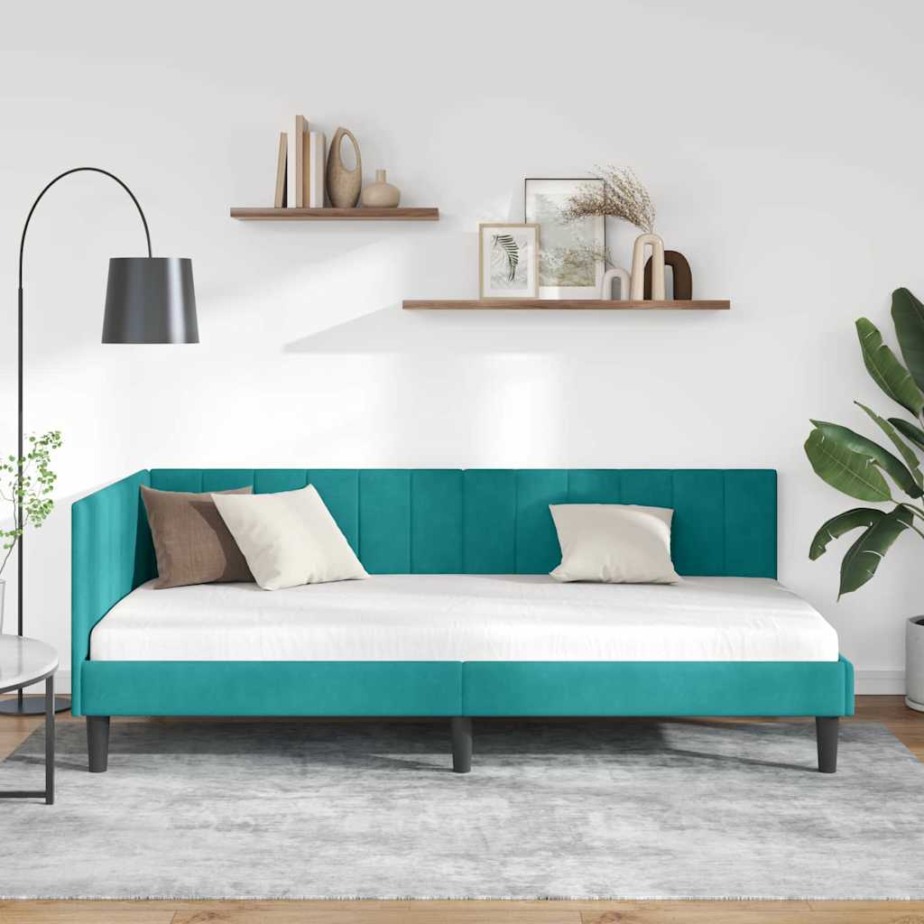 vidaXL Κρεβάτι Γωνίας Τιρκουάζ 100 x 200 cm Βελούδο