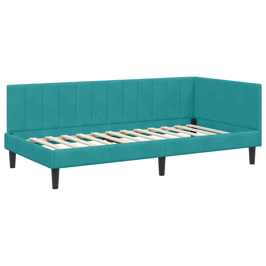 vidaXL Κρεβάτι Γωνίας Τιρκουάζ 100 x 200 cm Βελούδο