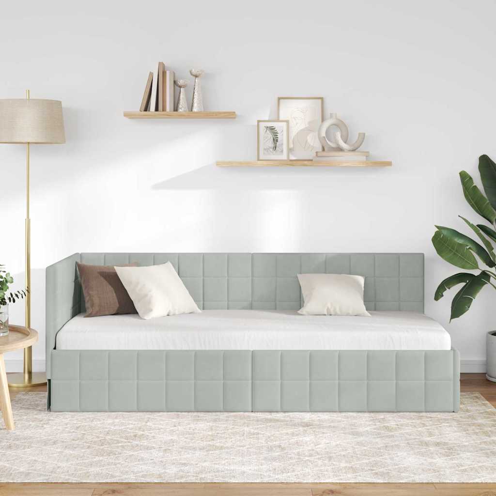 vidaXL Κρεβάτι Γωνίας Ανοιχτό γκρι 80 x 200 cm Βελούδο