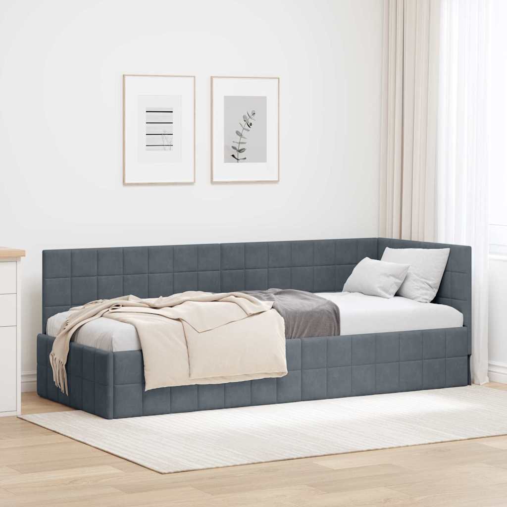 vidaXL Κρεβάτι Γωνίας Σκούρο Γκρι 80 x 200 cm Βελούδο