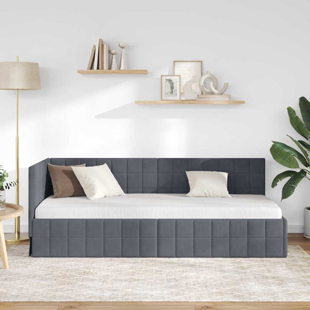 vidaXL Κρεβάτι Γωνίας Σκούρο Γκρι 80 x 200 cm Βελούδο