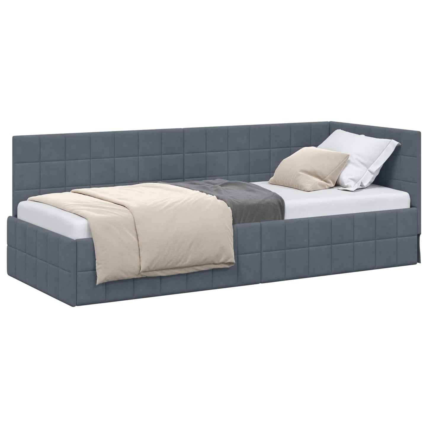 vidaXL Κρεβάτι Γωνίας Σκούρο Γκρι 80 x 200 cm Βελούδο