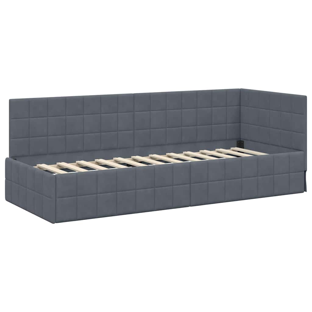 vidaXL Κρεβάτι Γωνίας Σκούρο Γκρι 80 x 200 cm Βελούδο
