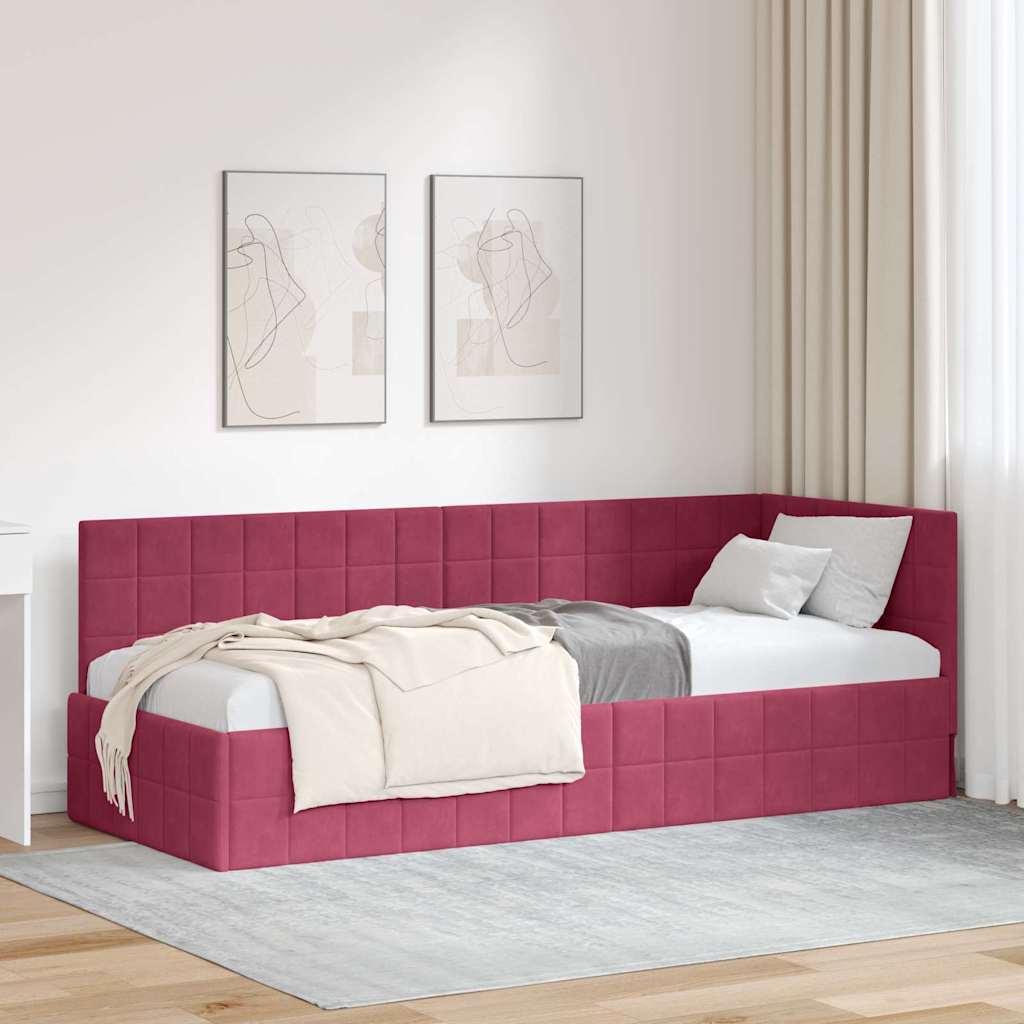 vidaXL Κρεβάτι Γωνίας Κόκκινο 80 x 200 cm Βελούδο