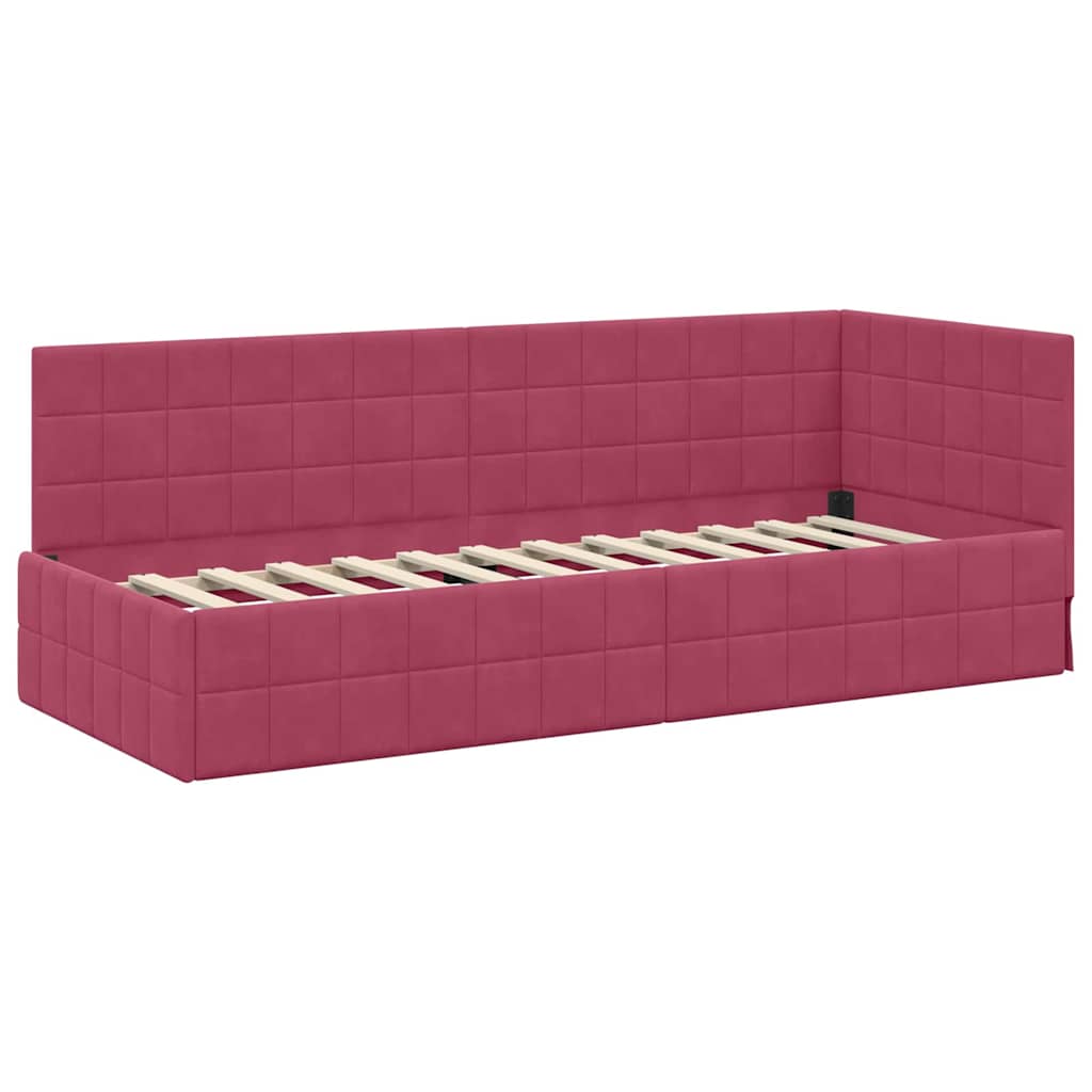 vidaXL Κρεβάτι Γωνίας Κόκκινο 80 x 200 cm Βελούδο