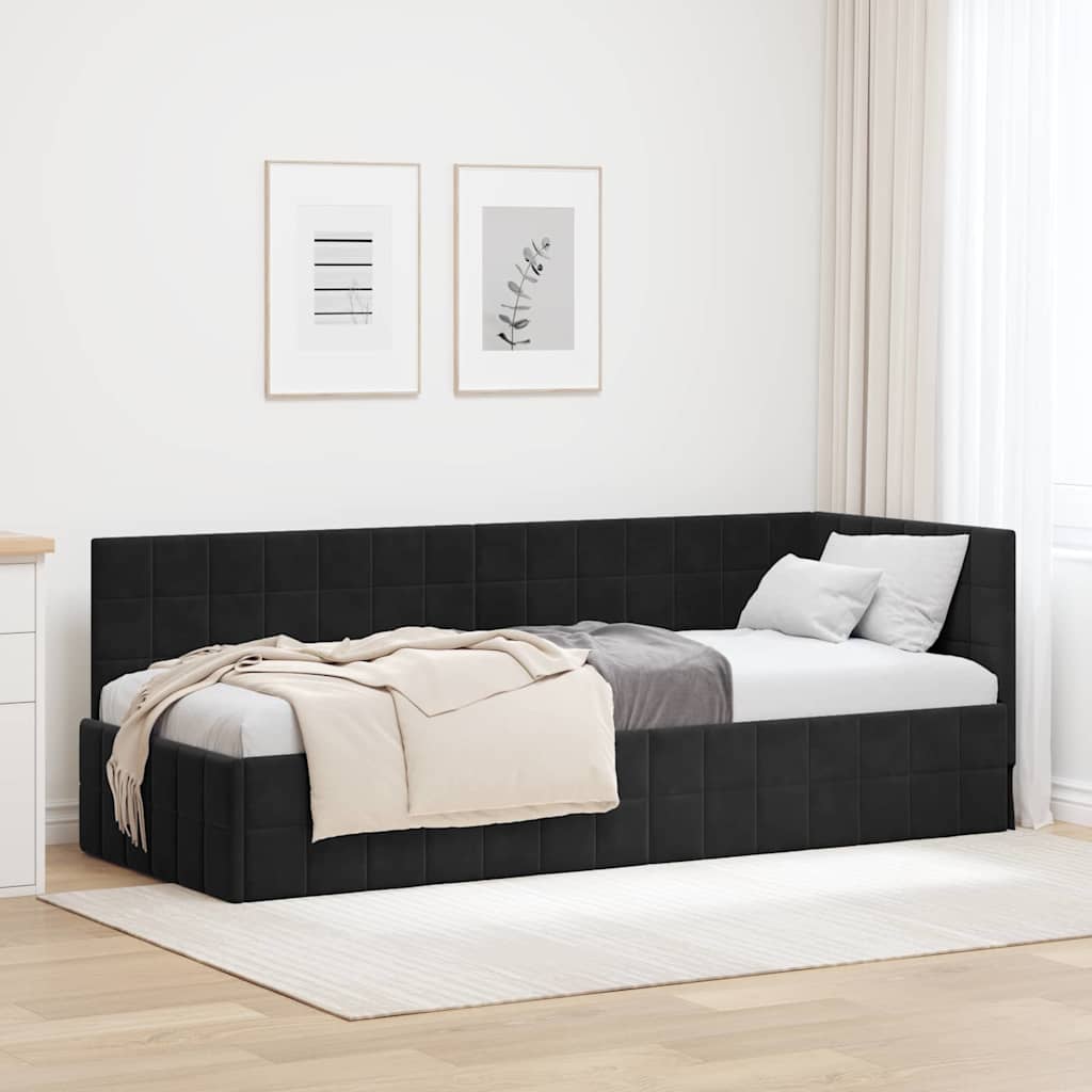 vidaXL Κρεβάτι Γωνίας Μαύρο 80 x 200 cm Βελούδο