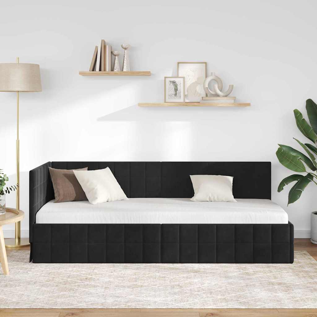 vidaXL Κρεβάτι Γωνίας Μαύρο 80 x 200 cm Βελούδο