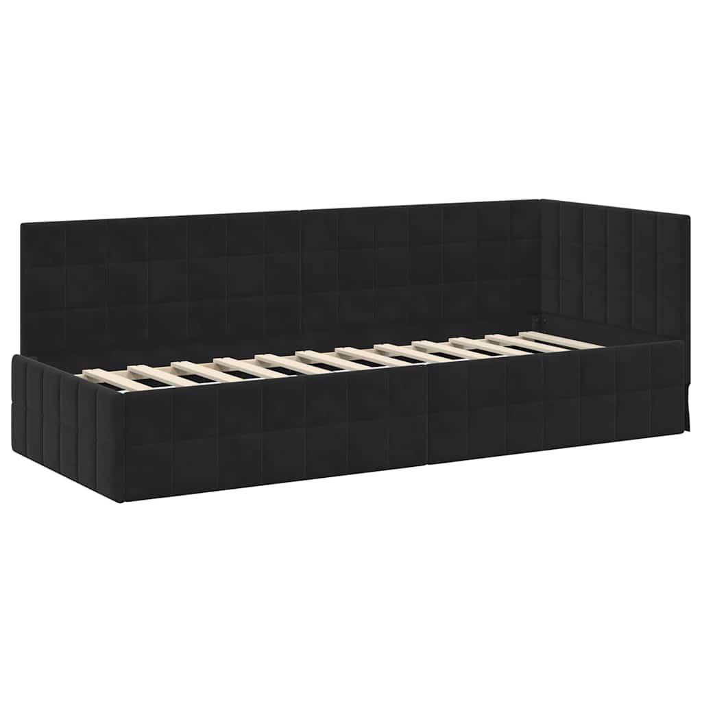 vidaXL Κρεβάτι Γωνίας Μαύρο 80 x 200 cm Βελούδο
