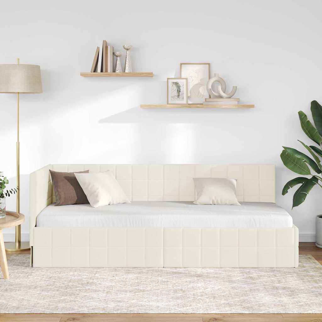 vidaXL Κρεβάτι Γωνίας Κρεμ 80 x 200 cm Βελούδο