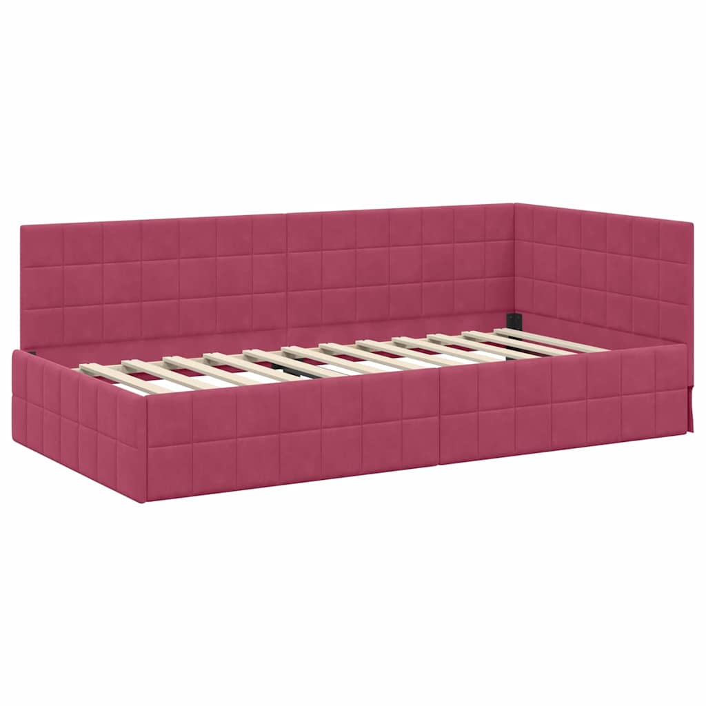 vidaXL Κρεβάτι Γωνίας Κόκκινο 90 x 190 cm Βελούδο
