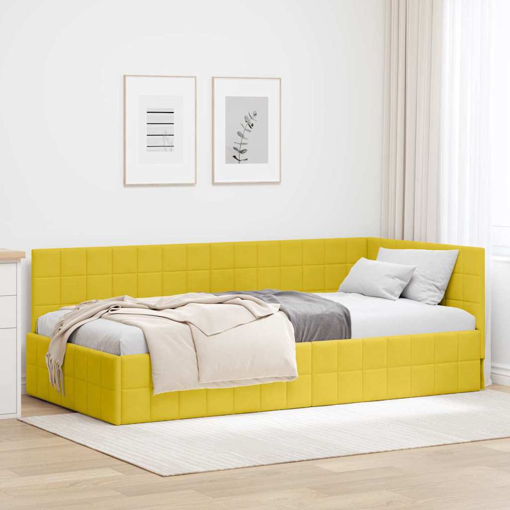 vidaXL Κρεβάτι Γωνίας Κίτρινο 90 x 190 cm Βελούδο