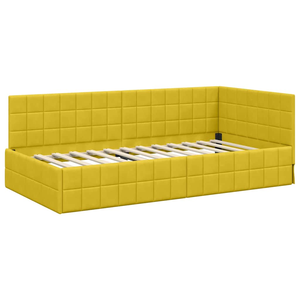 vidaXL Κρεβάτι Γωνίας Κίτρινο 90 x 190 cm Βελούδο