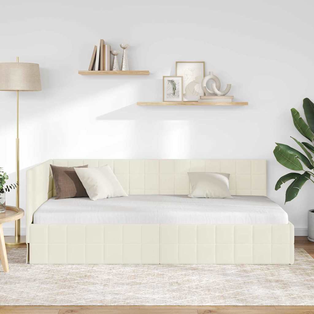 vidaXL Κρεβάτι Γωνίας Κρεμ 90 x 190 cm Βελούδο