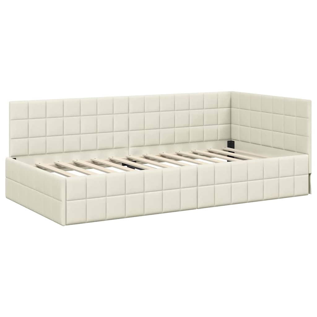 vidaXL Κρεβάτι Γωνίας Κρεμ 90 x 190 cm Βελούδο