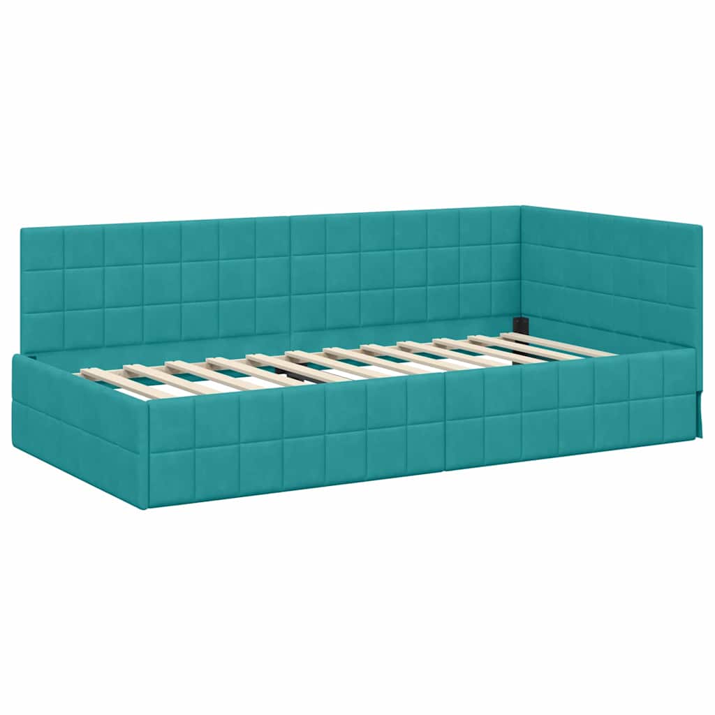 vidaXL Κρεβάτι Γωνίας Τιρκουάζ 90 x 190 cm Βελούδο