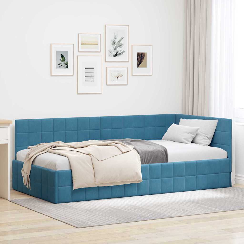 vidaXL Κρεβάτι Γωνίας Μπλε 90 x 200 cm Βελούδο