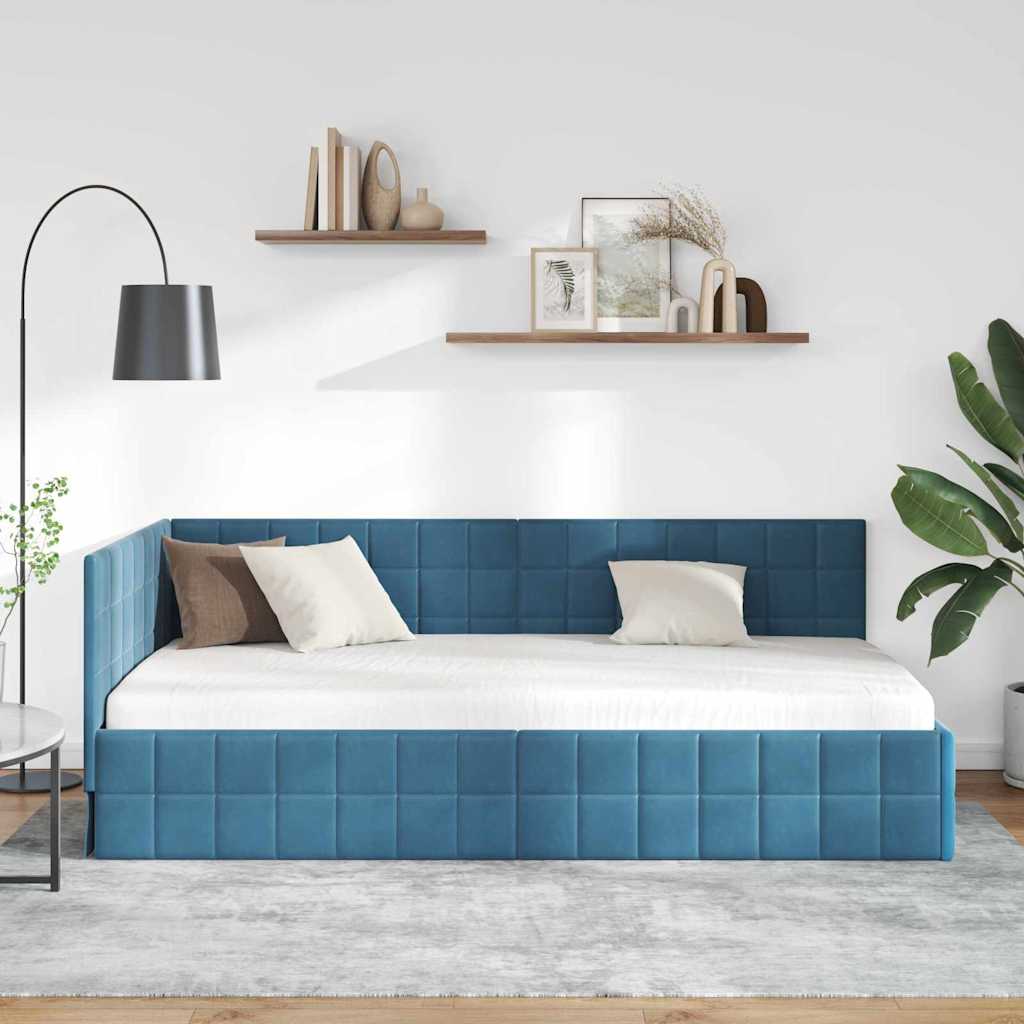 vidaXL Κρεβάτι Γωνίας Μπλε 90 x 200 cm Βελούδο