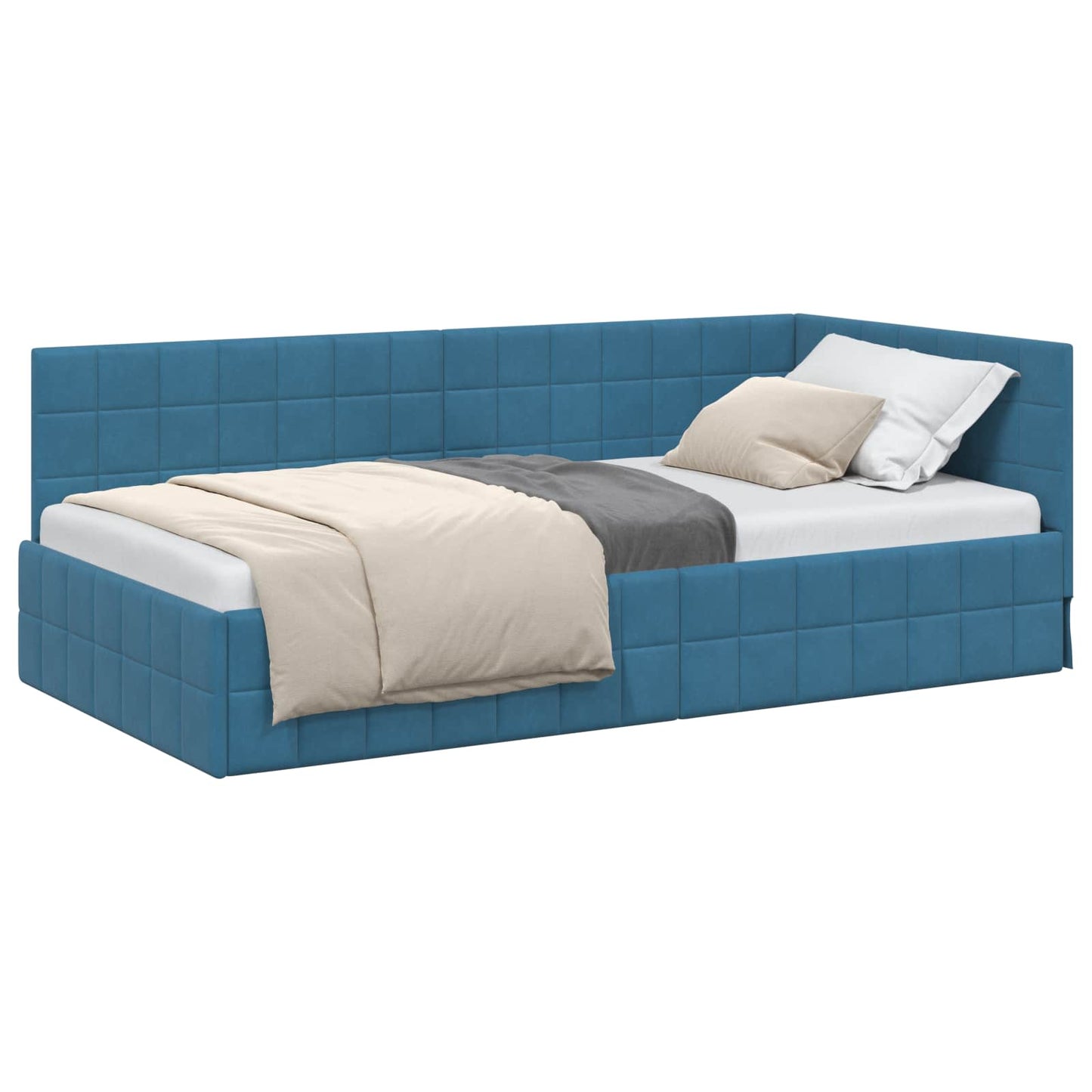 vidaXL Κρεβάτι Γωνίας Μπλε 90 x 200 cm Βελούδο