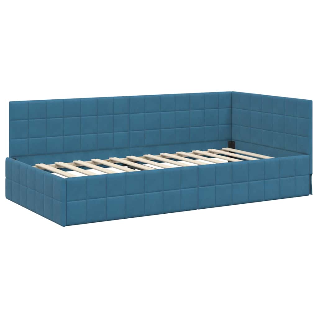 vidaXL Κρεβάτι Γωνίας Μπλε 90 x 200 cm Βελούδο