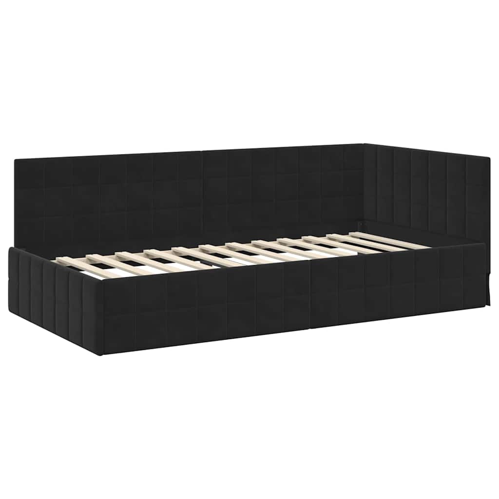 vidaXL Κρεβάτι Γωνίας Μαύρο 90 x 200 cm Βελούδο