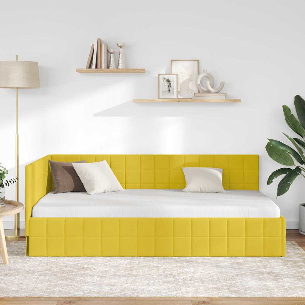 vidaXL Κρεβάτι Γωνίας Κίτρινο 90 x 200 cm Βελούδο