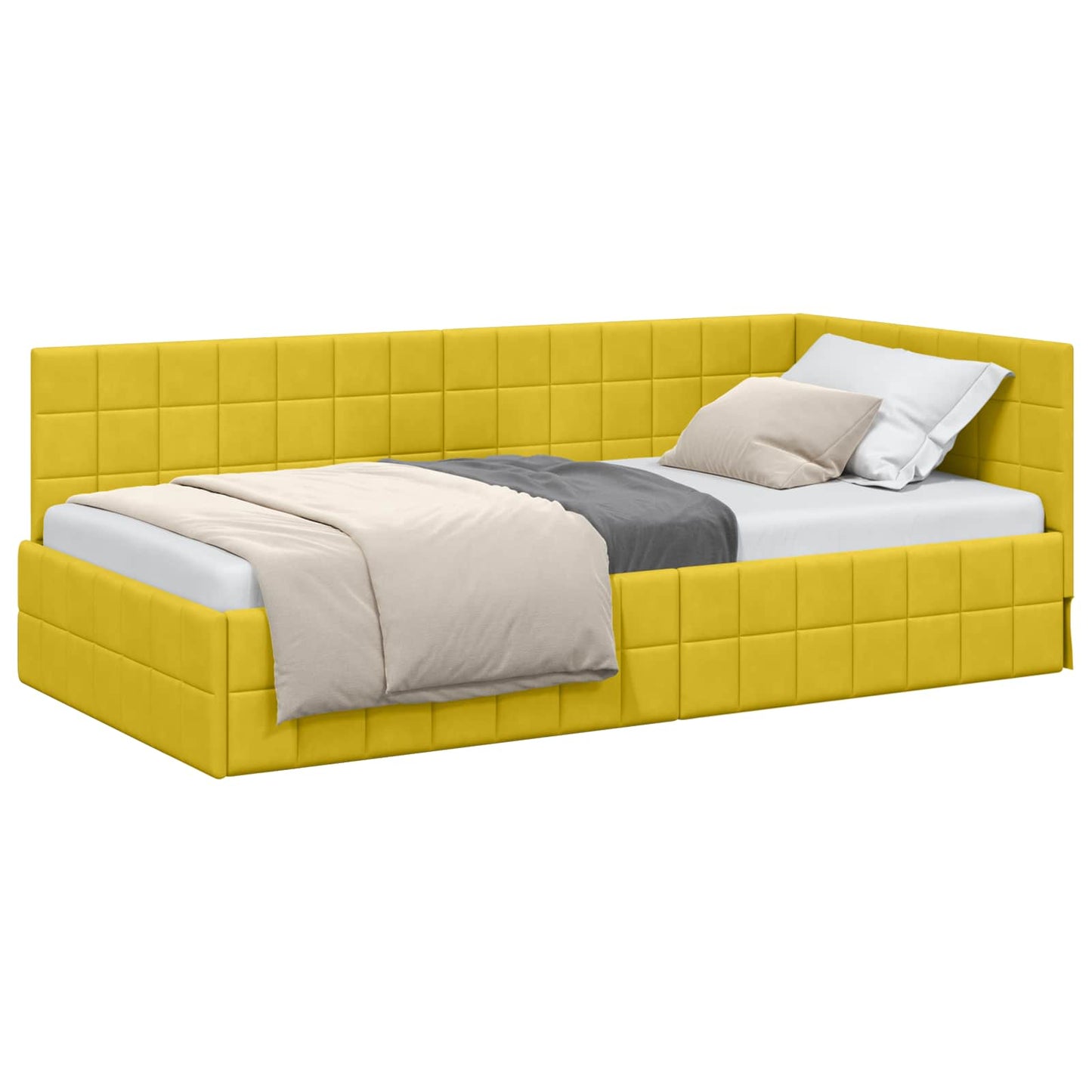 vidaXL Κρεβάτι Γωνίας Κίτρινο 90 x 200 cm Βελούδο
