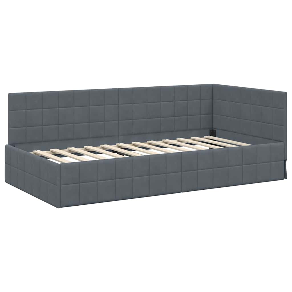 vidaXL Κρεβάτι Γωνίας Σκούρο Γκρι 100 x 200 cm Βελούδο