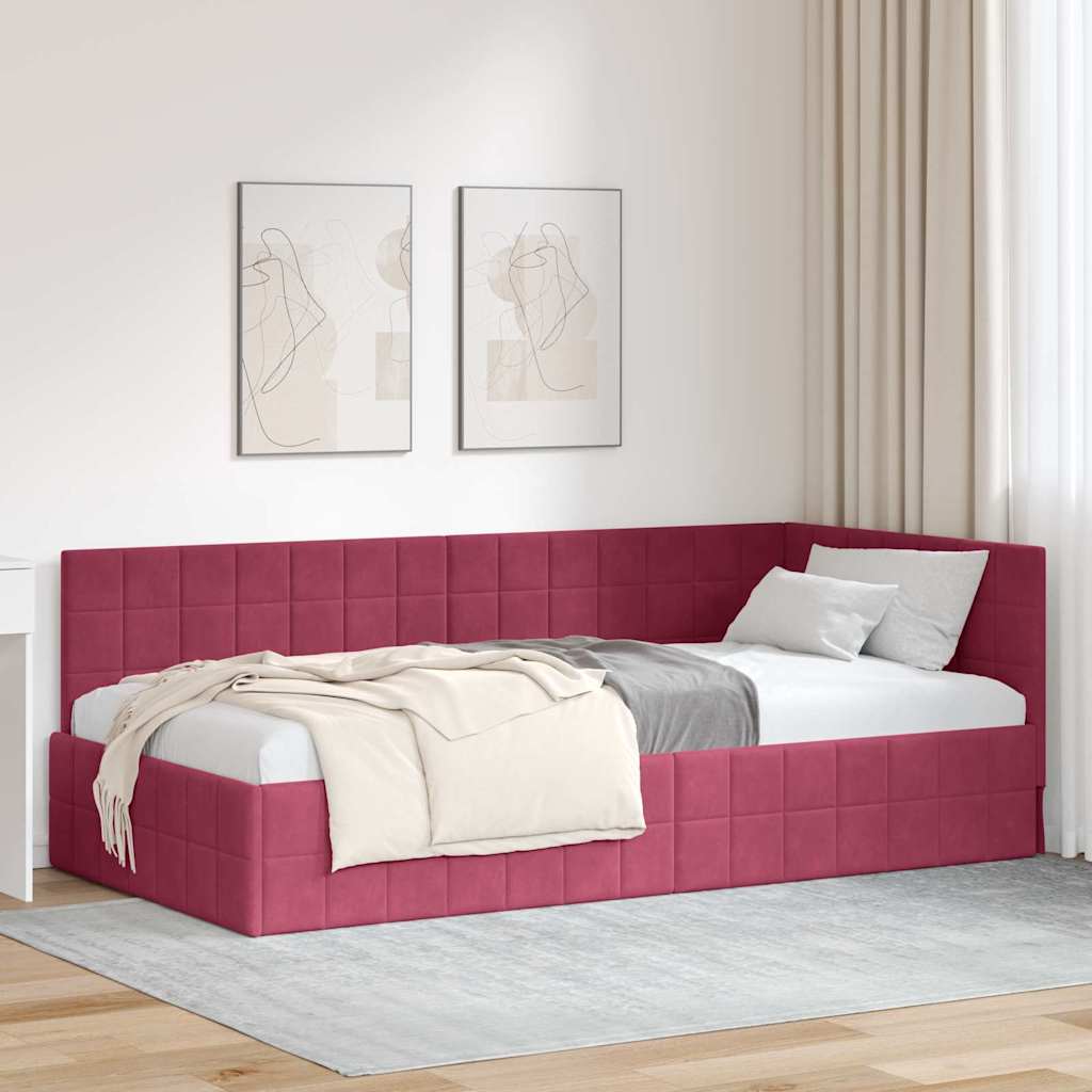 vidaXL Κρεβάτι Γωνίας Κόκκινο 100 x 200 cm Βελούδο
