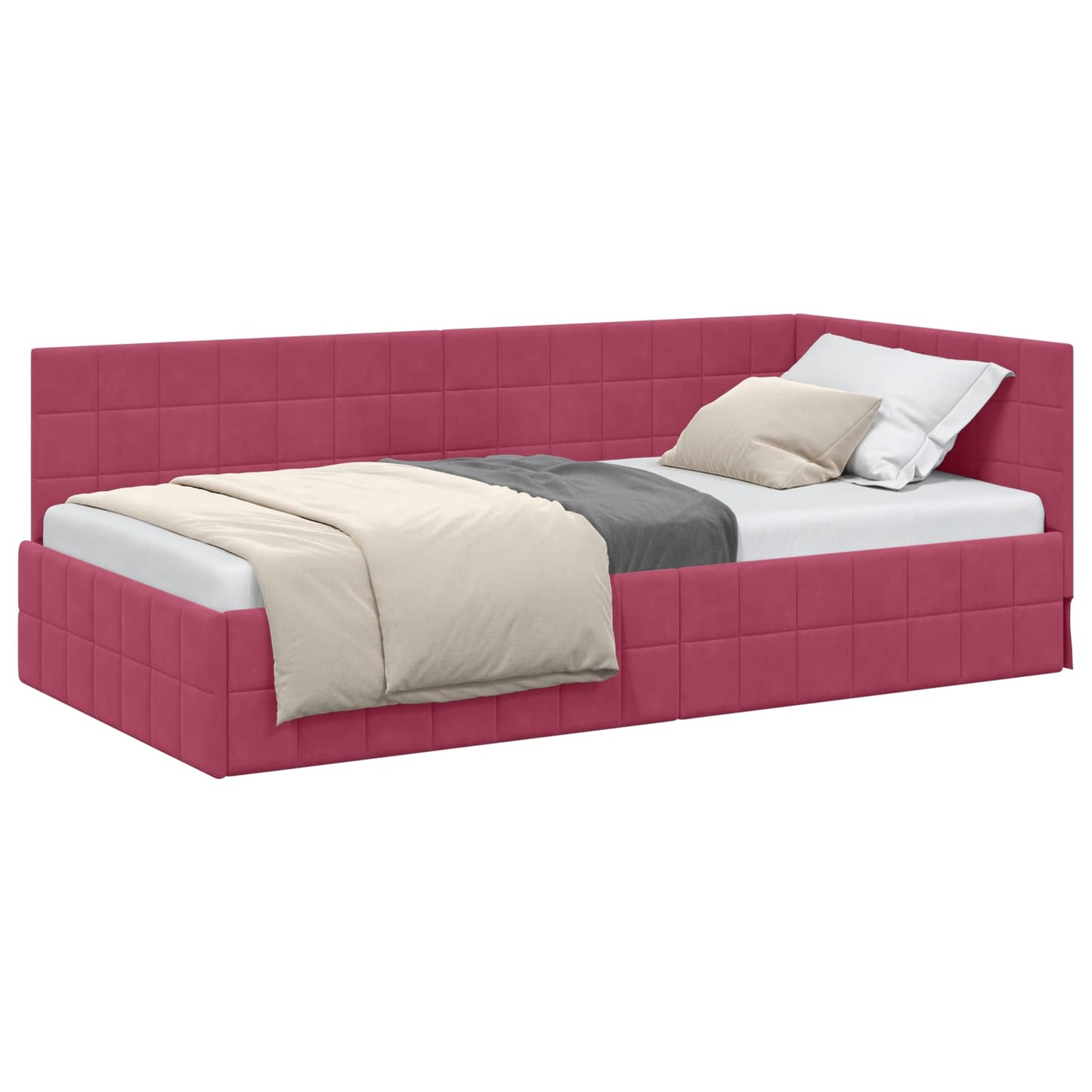 vidaXL Κρεβάτι Γωνίας Κόκκινο 100 x 200 cm Βελούδο