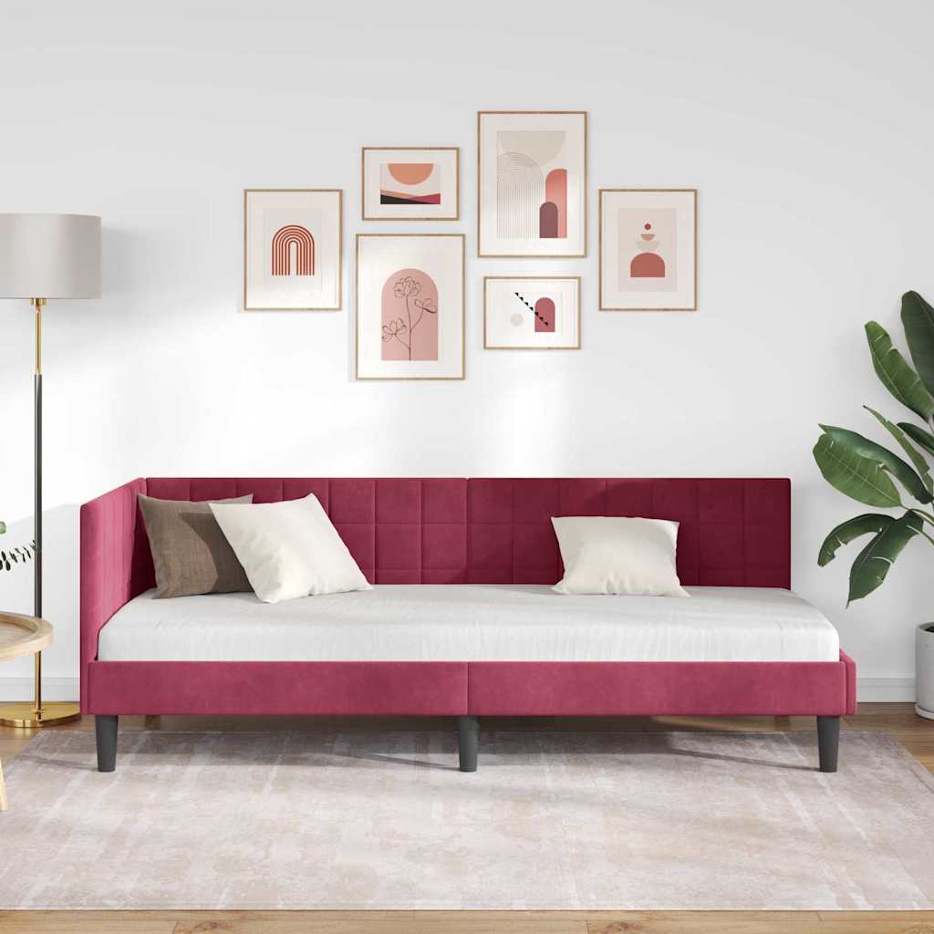 vidaXL Κρεβάτι Γωνίας Κόκκινο 80 x 200 cm Βελούδο