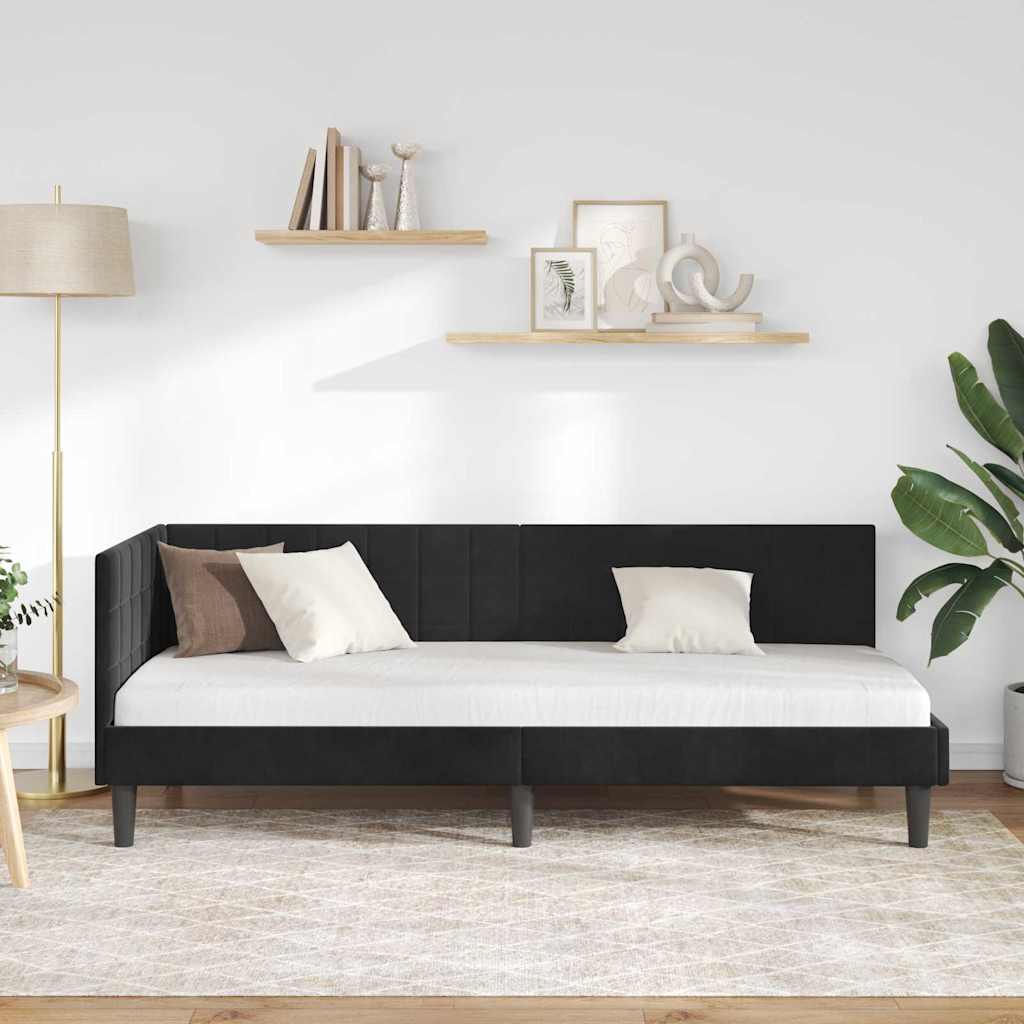vidaXL Κρεβάτι Γωνίας Μαύρο 80 x 200 cm Βελούδο
