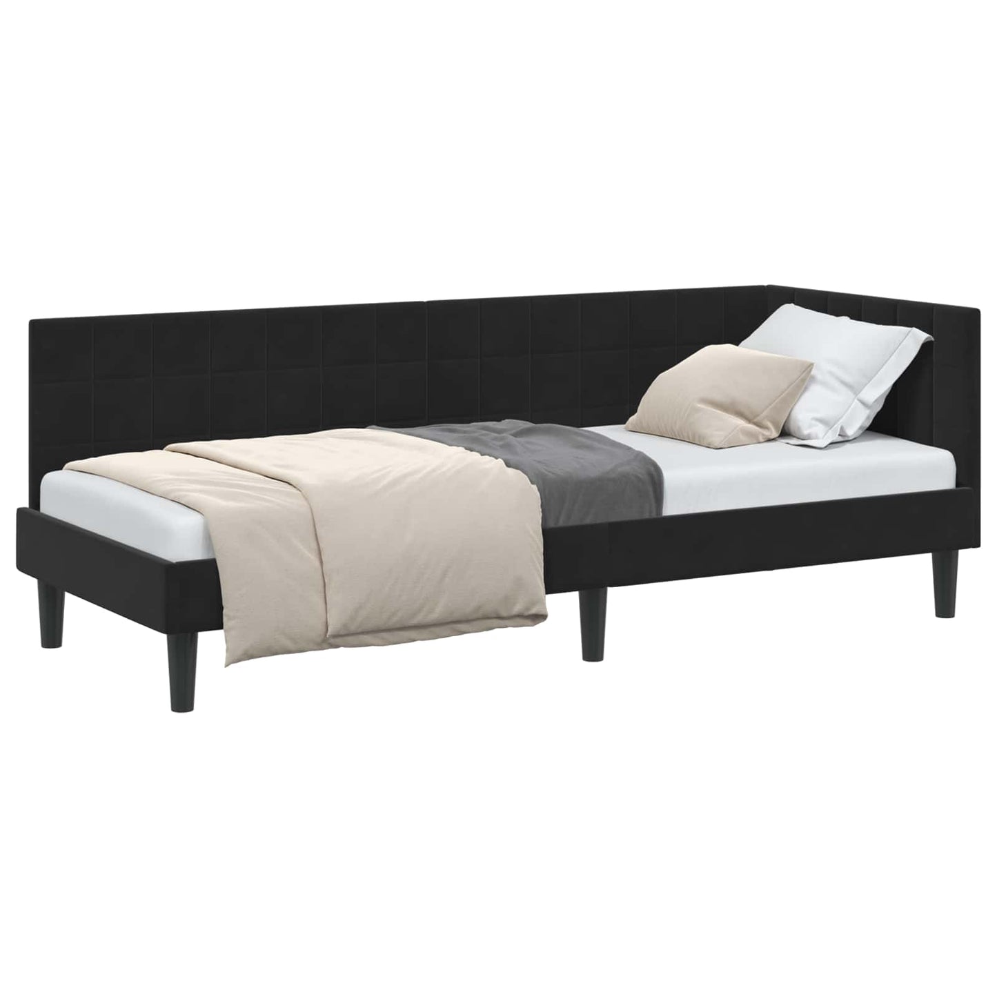 vidaXL Κρεβάτι Γωνίας Μαύρο 80 x 200 cm Βελούδο