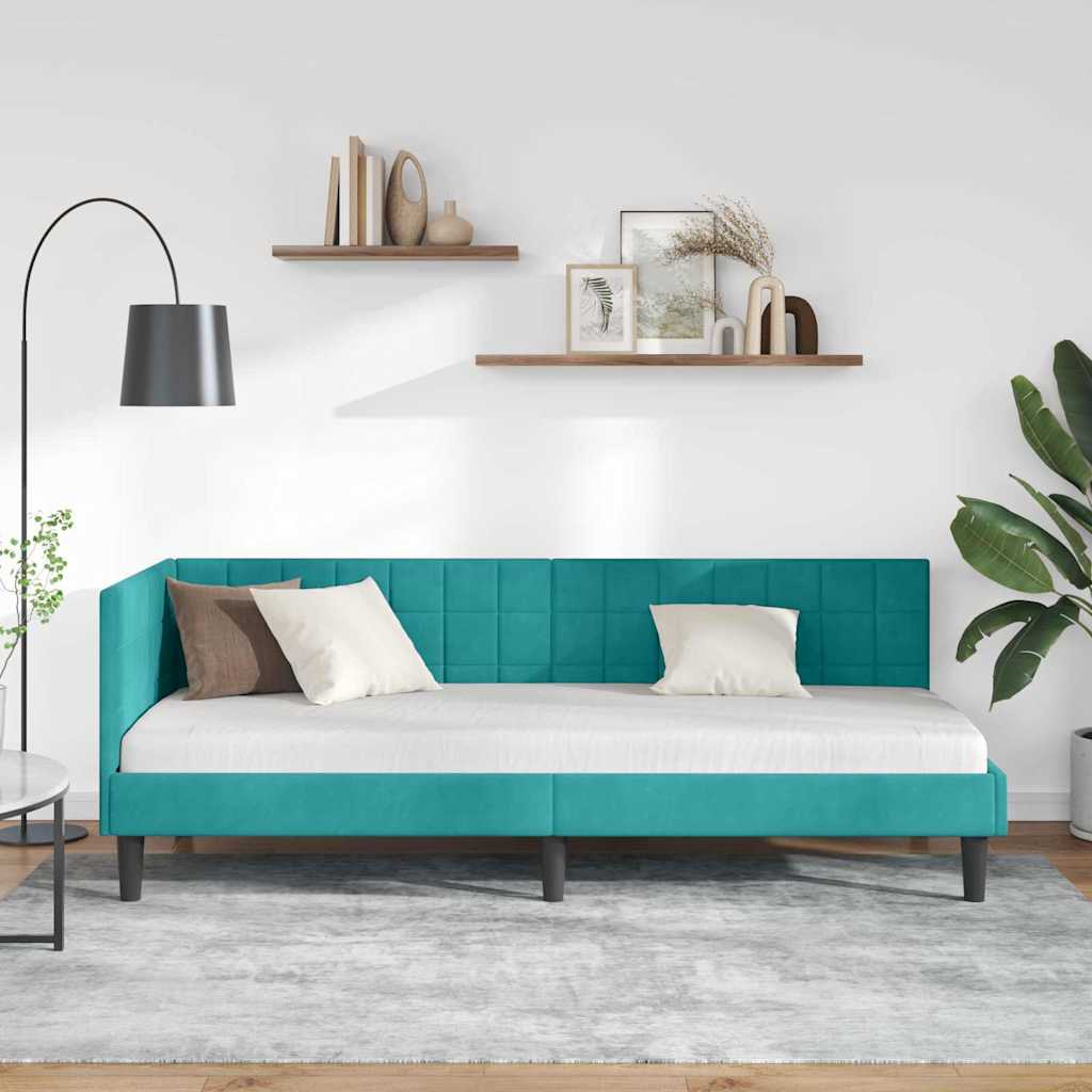 vidaXL Κρεβάτι Γωνίας Τιρκουάζ 80 x 200 cm Βελούδο