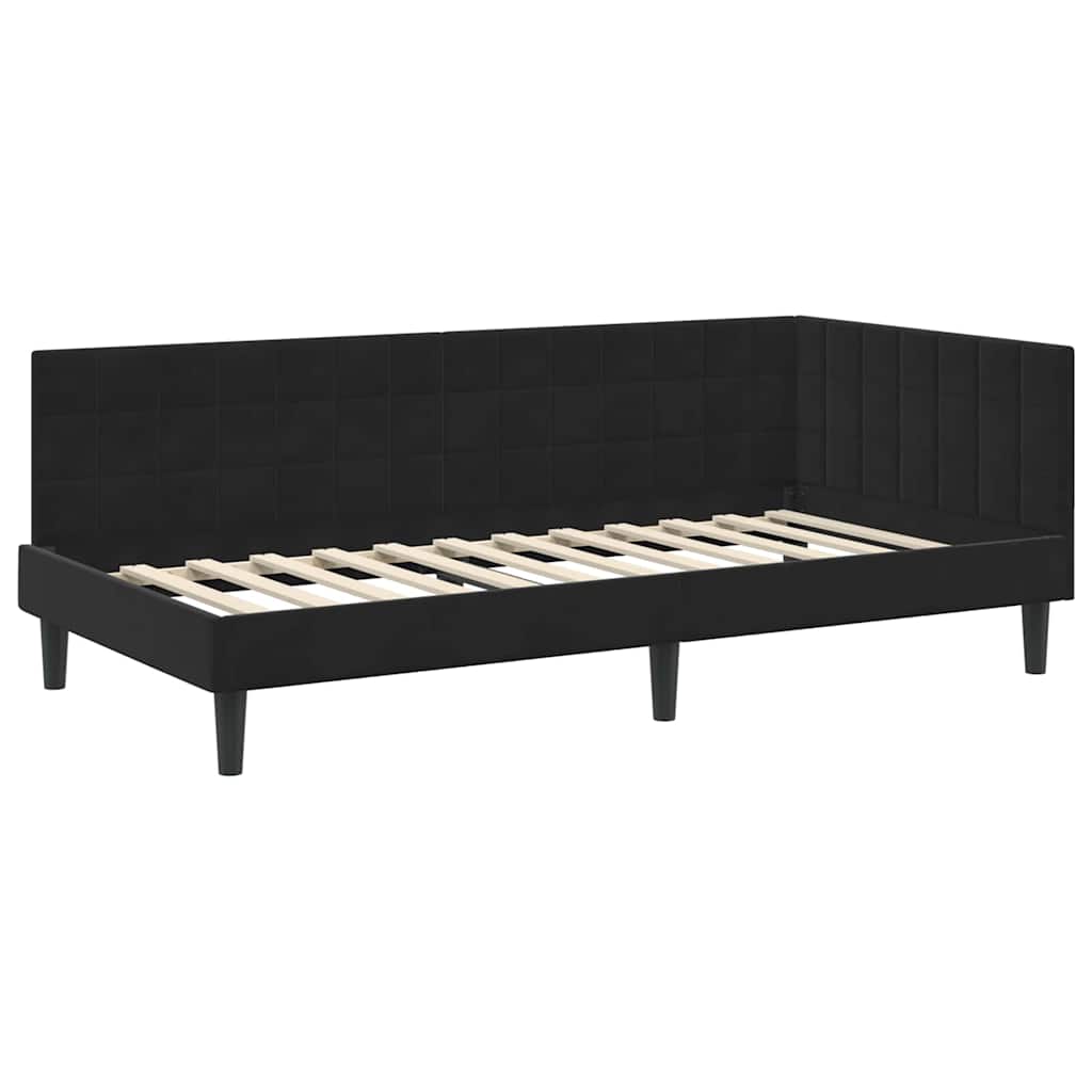 vidaXL Κρεβάτι Γωνίας Μαύρο 90 x 190 cm Βελούδο