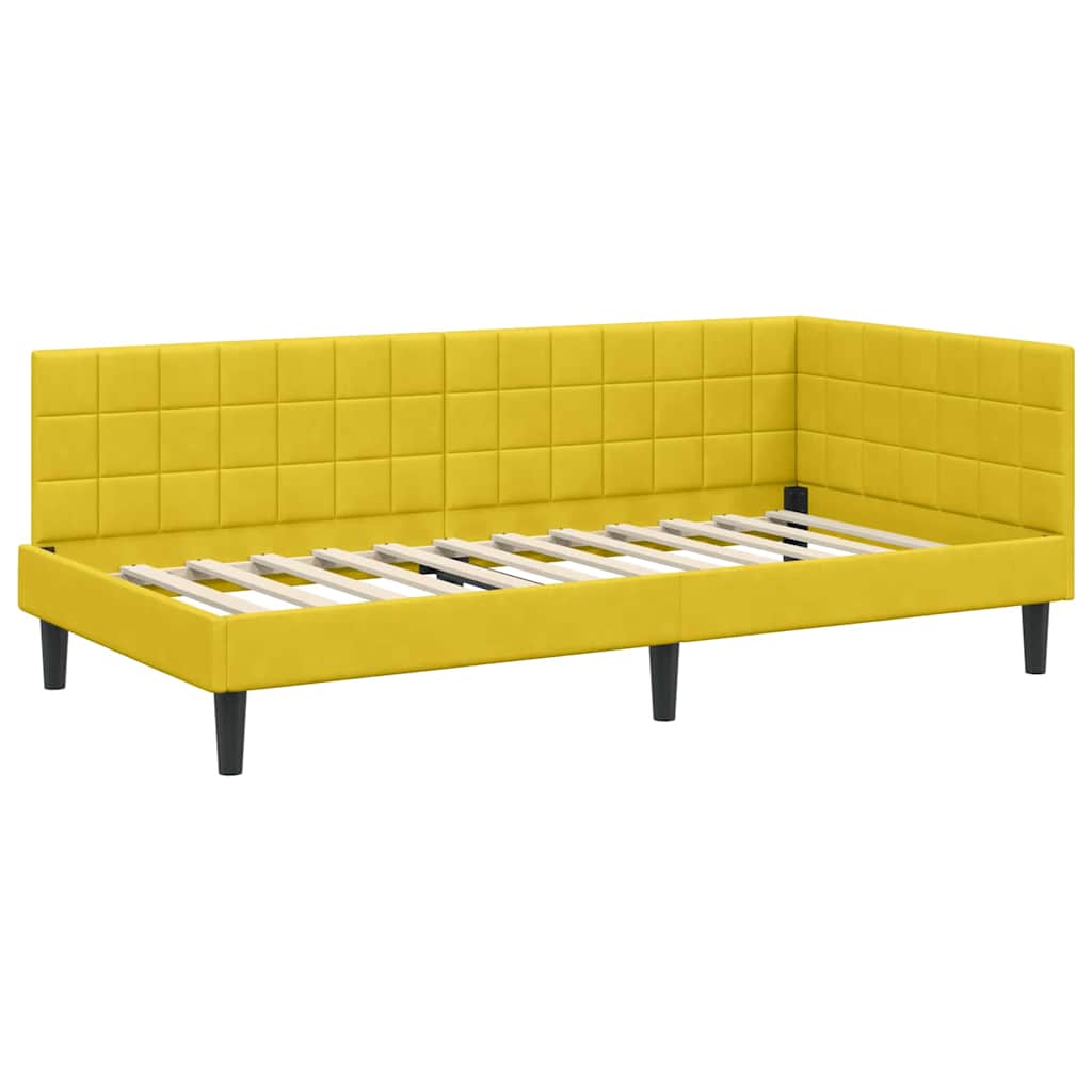 vidaXL Κρεβάτι Γωνίας Κίτρινο 90 x 190 cm Βελούδο