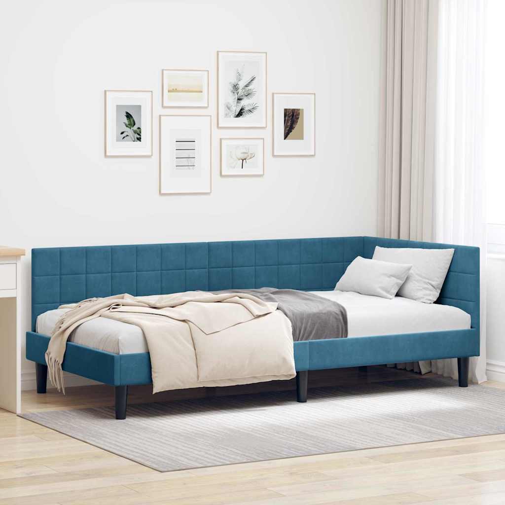 vidaXL Κρεβάτι Γωνίας Μπλε 90 x 200 cm Βελούδο