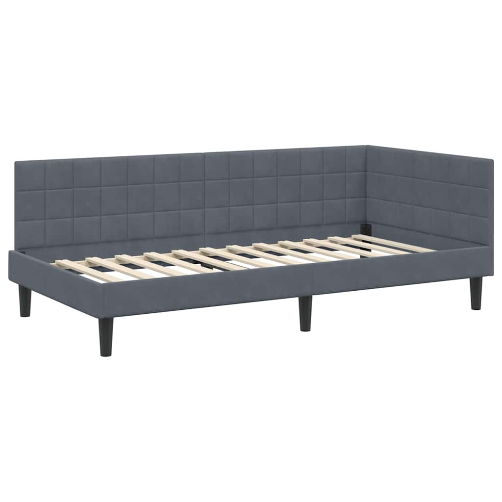 vidaXL Κρεβάτι Γωνίας Σκούρο Γκρι 90 x 200 cm Βελούδο