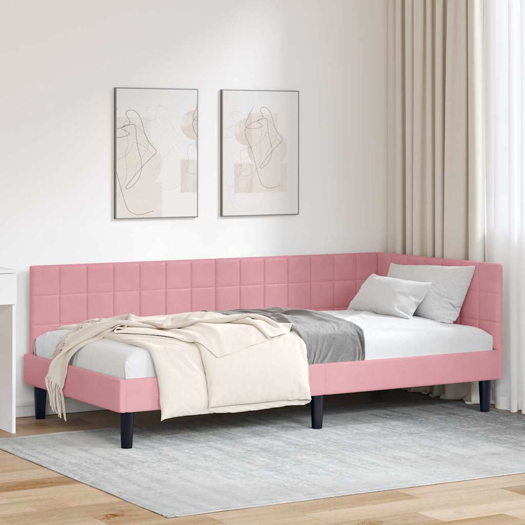 vidaXL Κρεβάτι Γωνίας Ροζ 90 x 200 cm Βελούδο