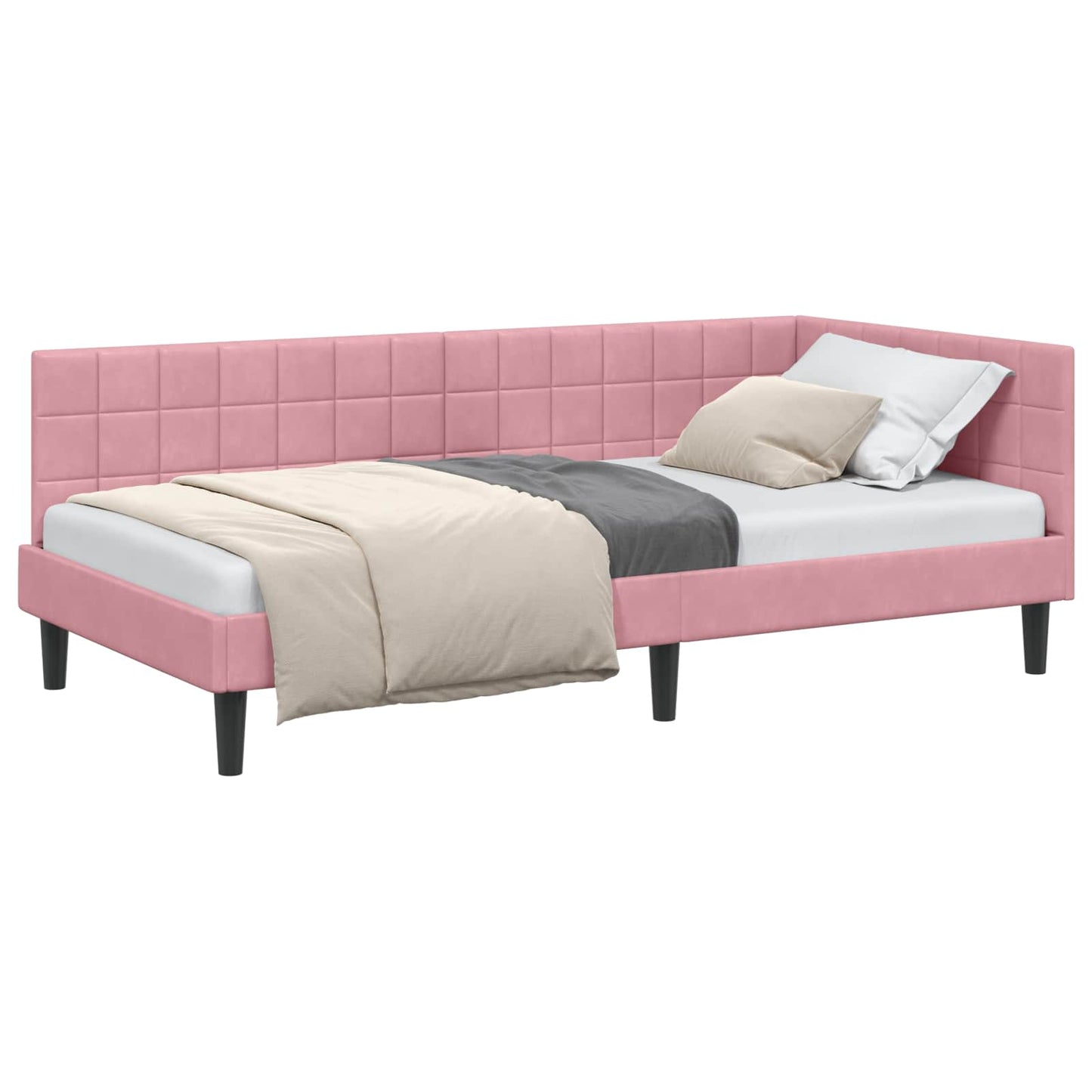 vidaXL Κρεβάτι Γωνίας Ροζ 90 x 200 cm Βελούδο