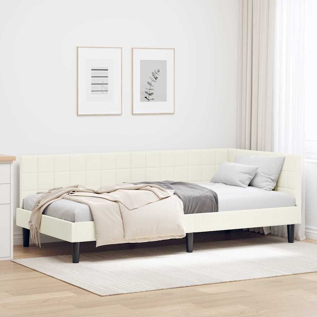vidaXL Κρεβάτι Γωνίας Κρεμ 90 x 200 cm Βελούδο