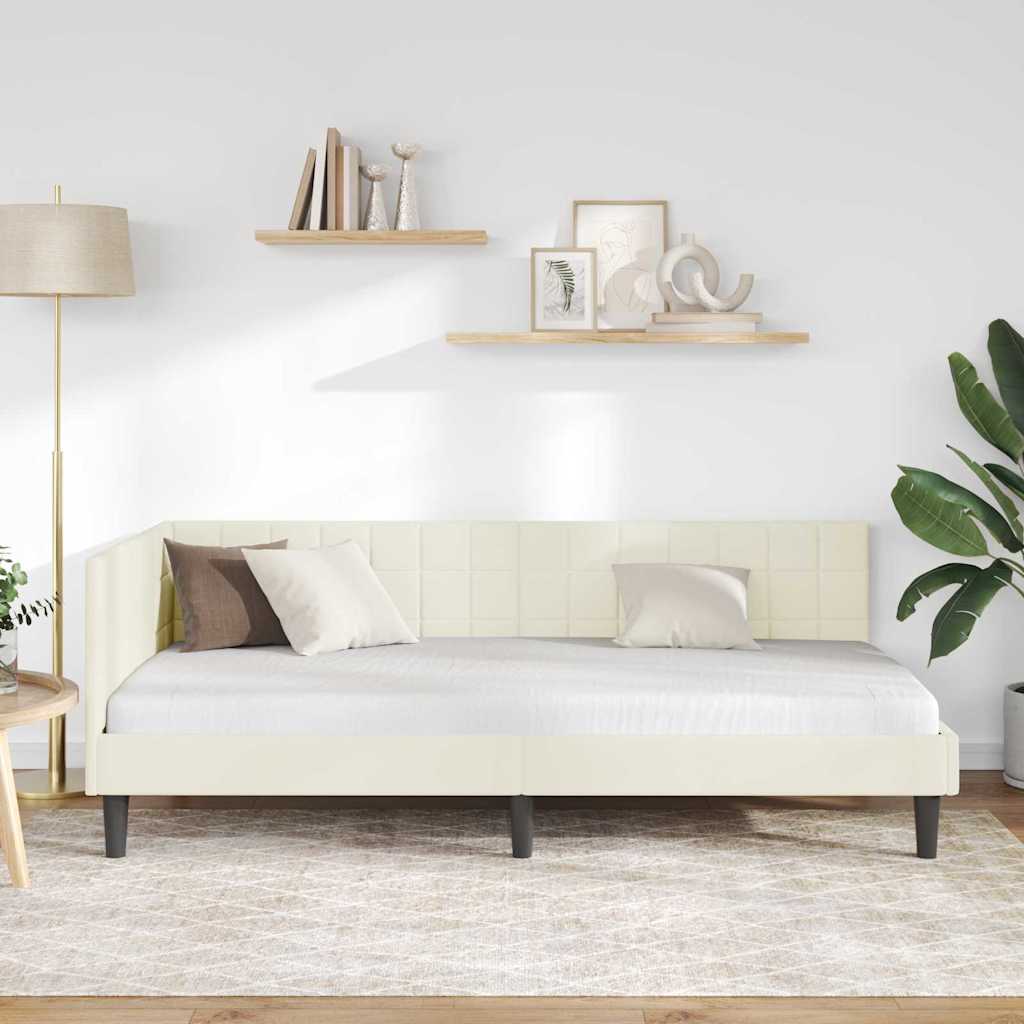 vidaXL Κρεβάτι Γωνίας Κρεμ 90 x 200 cm Βελούδο