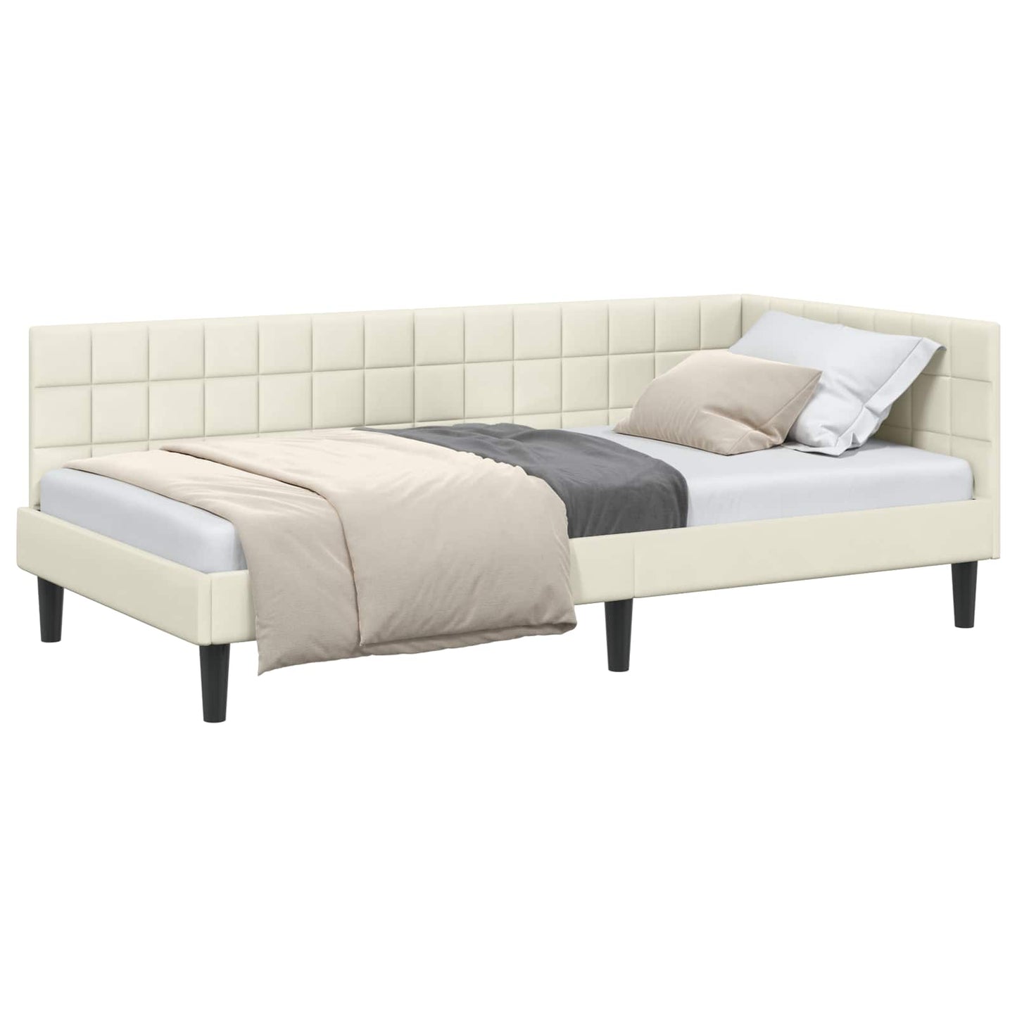 vidaXL Κρεβάτι Γωνίας Κρεμ 90 x 200 cm Βελούδο