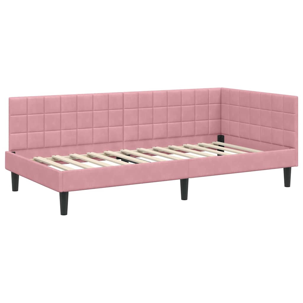 vidaXL Κρεβάτι Γωνίας Ροζ 100 x 200 cm Βελούδο