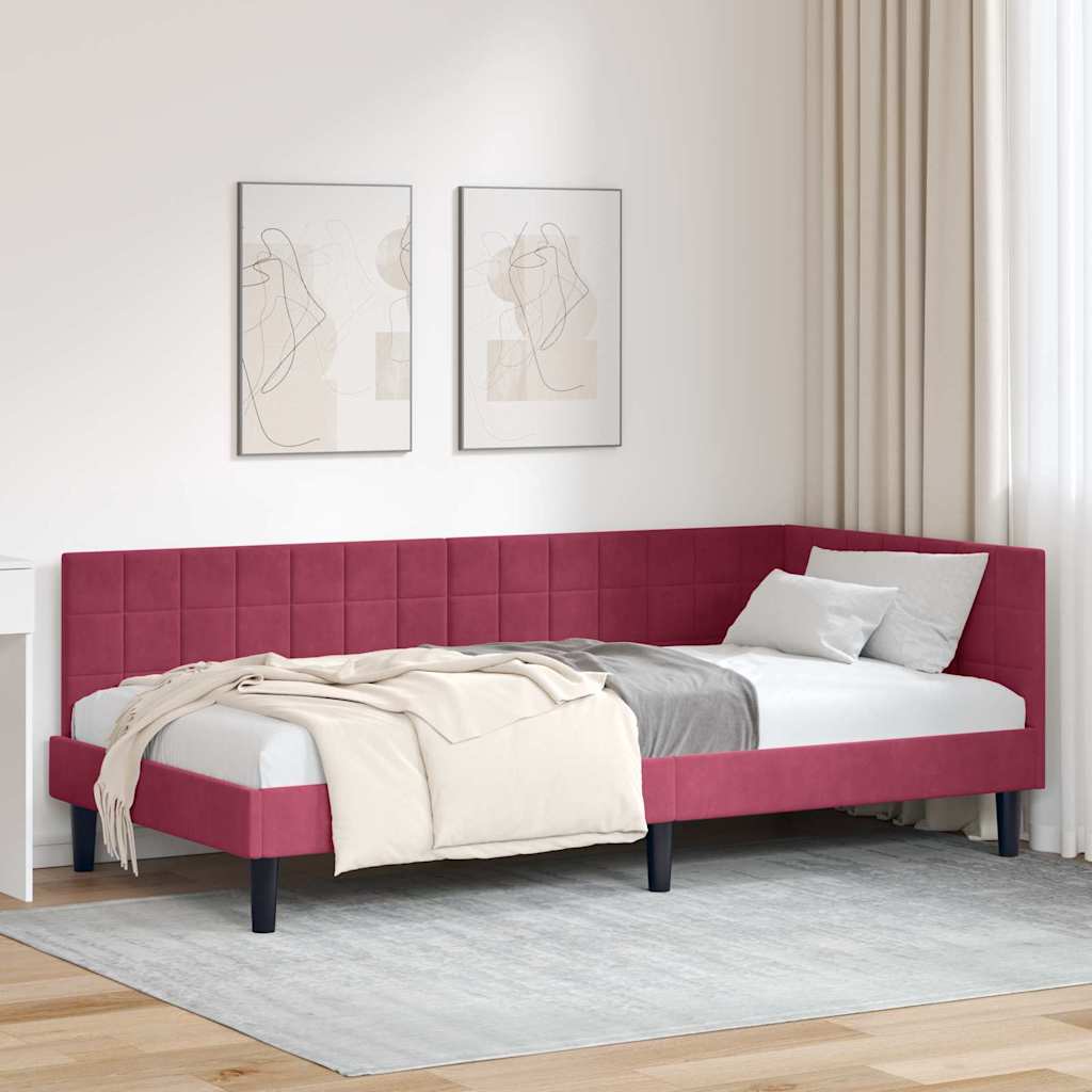 vidaXL Κρεβάτι Γωνίας Κόκκινο 100 x 200 cm Βελούδο