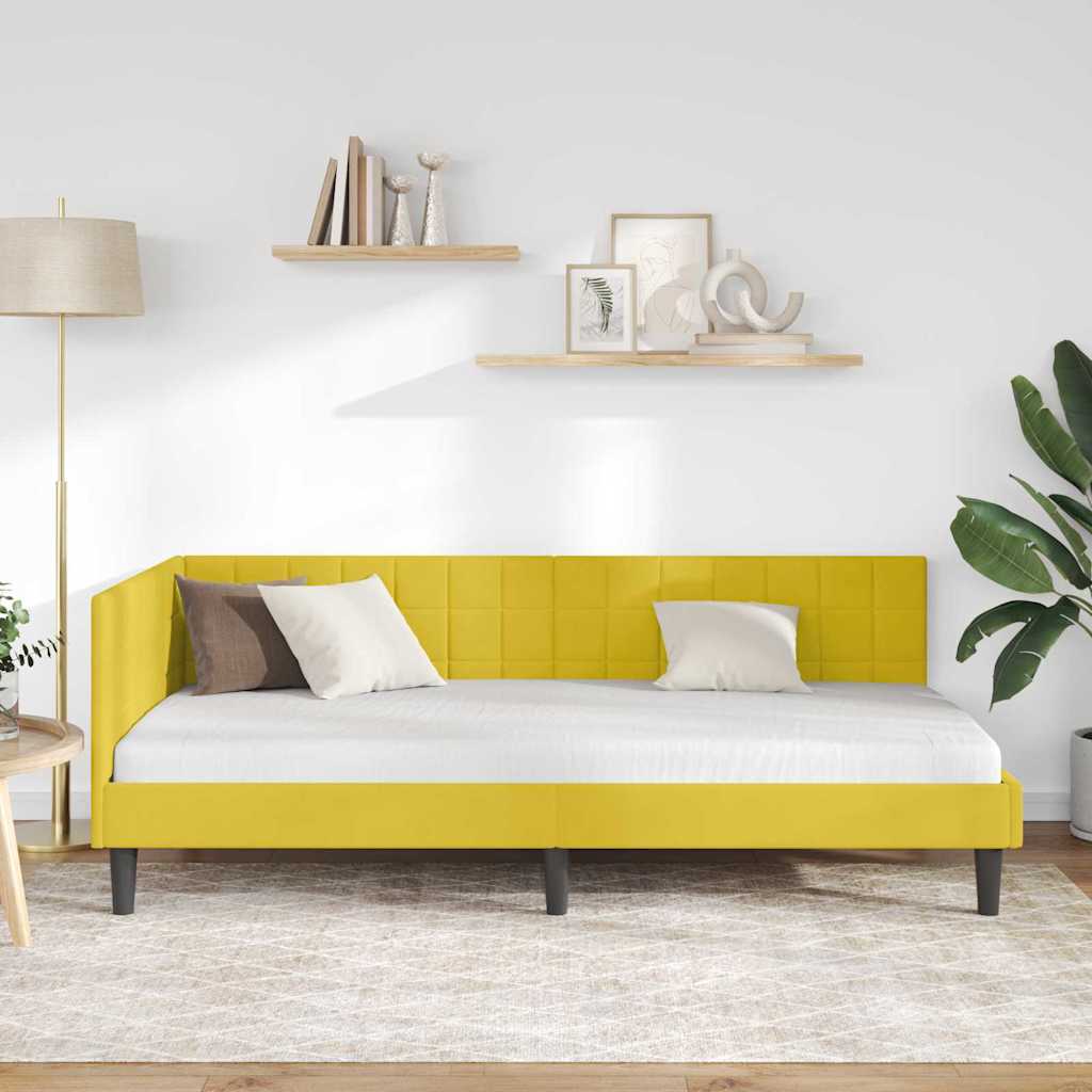 vidaXL Κρεβάτι Γωνίας Κίτρινο 100 x 200 cm Βελούδο