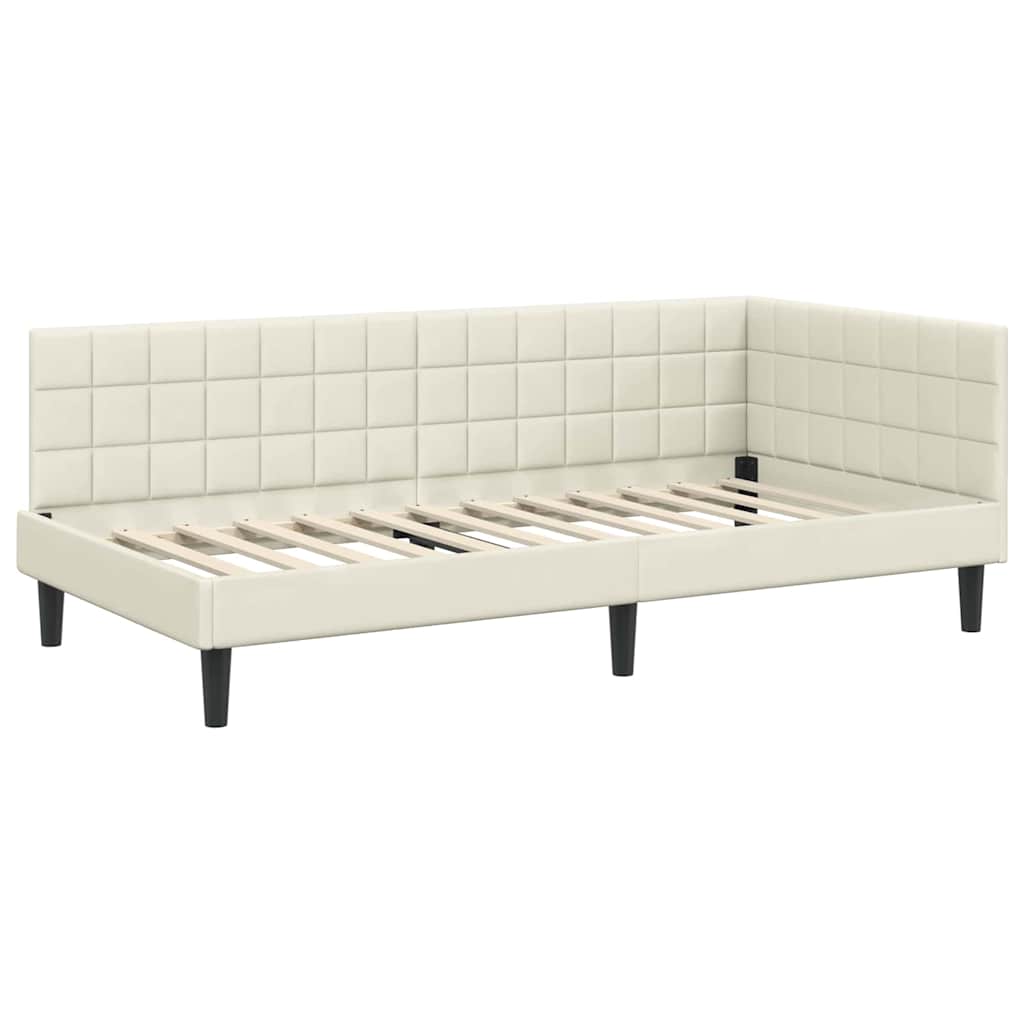 vidaXL Κρεβάτι Γωνίας Κρεμ 100 x 200 cm Βελούδο