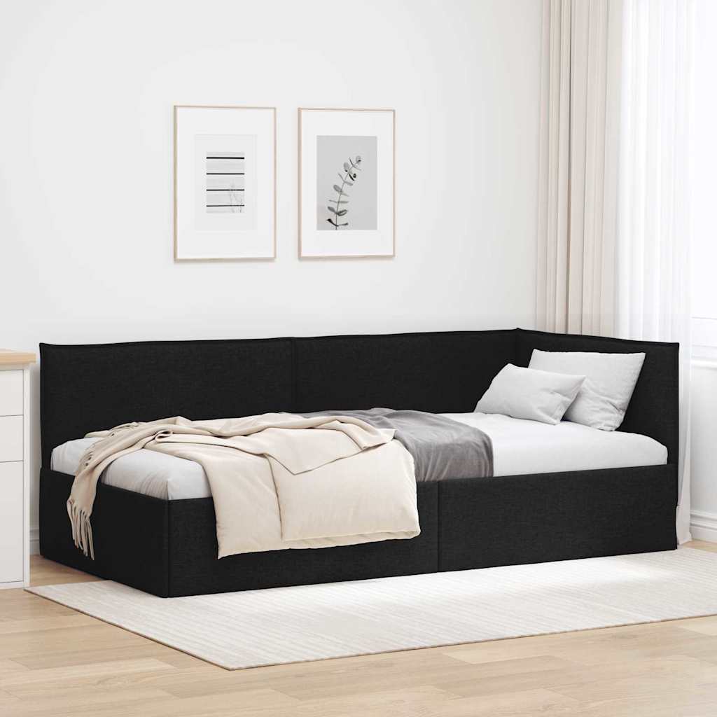 vidaXL Κρεβάτι Γωνίας Μαύρο 80 x 200 cm ύφασμα